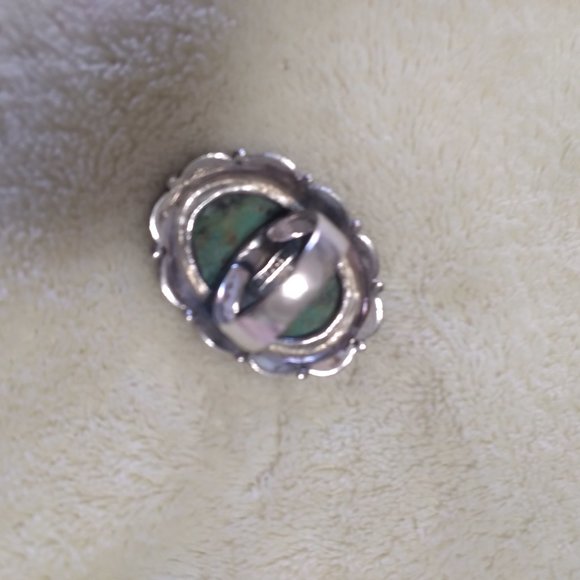 STERLING SILVER AUTHENTIC GREEN TURQOUISE RING - Picture 3 of 3
